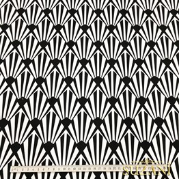 Siyah Beyaz Yelpaze Desenli Kumaş