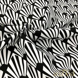 Siyah Beyaz Yelpaze Desenli Kumaş