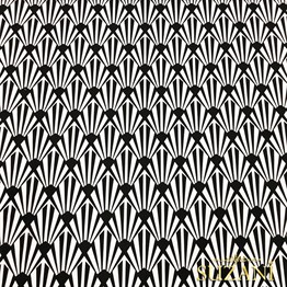 Siyah Beyaz Yelpaze Desenli Kumaş