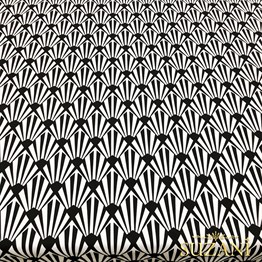 Siyah Beyaz Yelpaze Desenli Kumaş