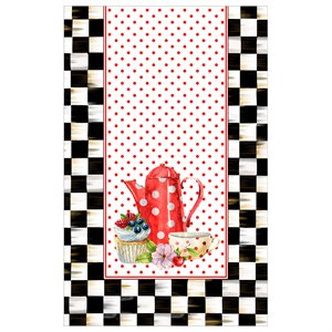 Siyah Dama Desenli Dikişsiz 4lü Fırın Örtüsü Kumaşı