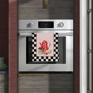 Siyah Dama Desenli Dikişsiz 4lü Fırın Örtüsü Kumaşı