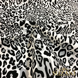 Siyah Gri Leopar Desenli Kumaş
