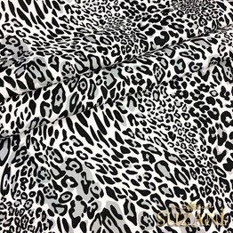 Siyah Gri Leopar Desenli Kumaş