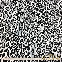 Siyah Gri Leopar Desenli Kumaş