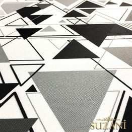 Siyah Gri Üçgenler Desenli Kumaş