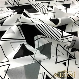 Siyah Gri Üçgenler Desenli Kumaş