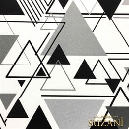 Siyah Gri Üçgenler Desenli Kumaş