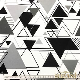 Siyah Gri Üçgenler Desenli Kumaş