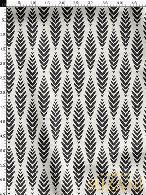 Siyah İkat Desenli Dijital Baskılı Kumaş