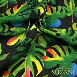 Siyah Keten Deve Tabanı Desenli Kumaş