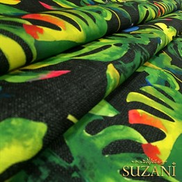 Siyah Keten Deve Tabanı Desenli Kumaş