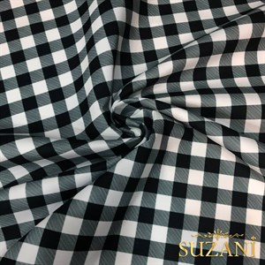 Siyah Pötikare Desenli Dijital Baskılı Kumaş