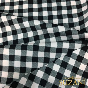 Siyah Pötikare Desenli Dijital Baskılı Kumaş