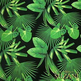 Siyah Zemin Amazon Desenli Kumaş