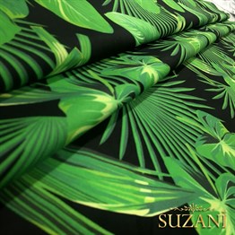 Siyah Zemin Amazon Desenli Kumaş