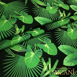 Siyah Zemin Amazon Desenli Kumaş