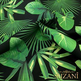 Siyah Zemin Amazon Desenli Kumaş