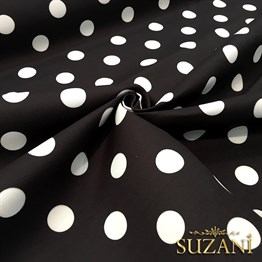 Siyah Zemin Büyük Puanlı Kumaş