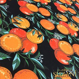 Siyah Zemin Greyfurt Desenli Kumaş