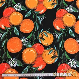 Siyah Zemin Greyfurt Desenli Kumaş