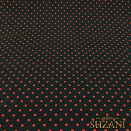 Siyah Zemin Kırmızı Küçük Puanlı Kumaş