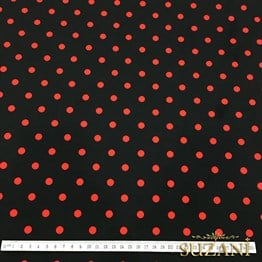 Siyah Zemin Kırmızı Küçük Puanlı Kumaş