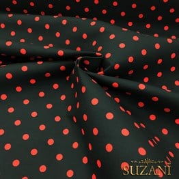 Siyah Zemin Kırmızı Küçük Puanlı Kumaş