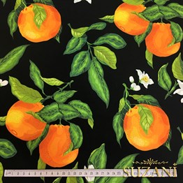 Siyah Zemin Portakal Desenli Kumaş