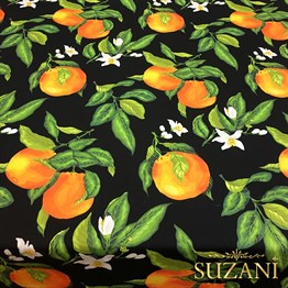 Siyah Zemin Portakal Desenli Kumaş