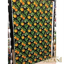 Siyah Zemin Portakal Desenli Kumaş