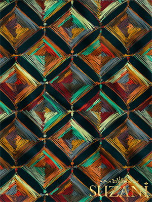 Siyah Zemin Renkli Mandala Desenli Dijital Baskılı Kumaş