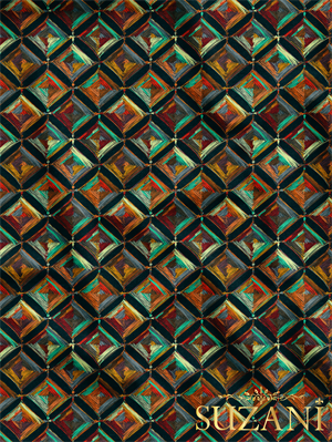 Siyah Zemin Renkli Mandala Desenli Dijital Baskılı Kumaş