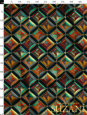 Siyah Zemin Renkli Mandala Desenli Dijital Baskılı Kumaş