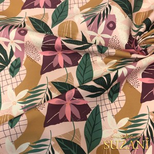 Soft Boho Çiçek Desenli Dijital Baskılı Kumaş