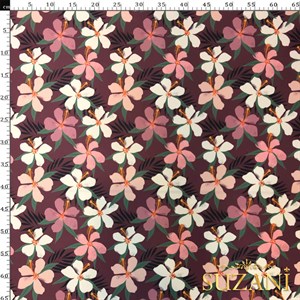 Soft Boho Pembe Çiçek Desenli Dijital Baskılı Kumaş