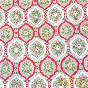 Soft Kırmızı Damla Damask Desenli Dijital Baskılı Kumaş