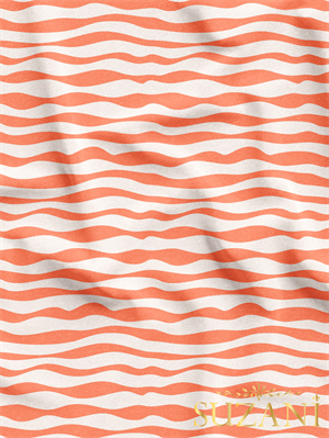 Somon Renk Çizgi Desenli Dijital Baskılı Kumaş