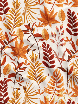Sonbahar Yaprak Desenli Dijital Baskılı Kumaş