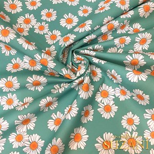 Su Yeşili Papatya Desenli Dijital Baskılı Kumaş