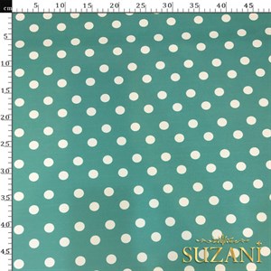 Su Yeşili Puantiye Desenli Dijital Baskılı Kumaş