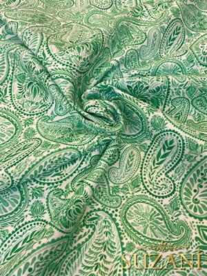 Su Yeşili Şal Desenli Dijital Baskılı Kumaş