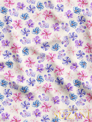 Sulu Boya Çiçek Desenli Dijital Baskılı Kumaş