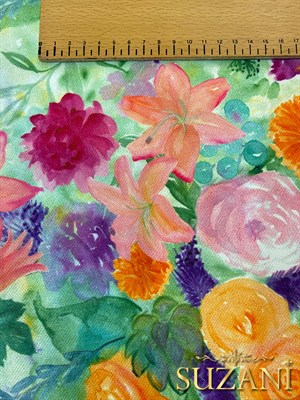 Suluboya Çiçek Desenli Dijital Baskılı Kumaş