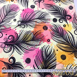 Suluboya Kuş Tüyü Desenli Kumaş