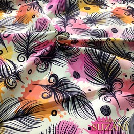 Suluboya Kuş Tüyü Desenli Kumaş