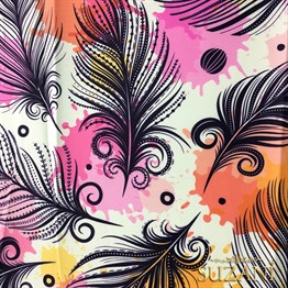 Suluboya Kuş Tüyü Desenli Kumaş