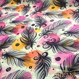 Suluboya Kuş Tüyü Desenli Kumaş