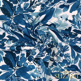 Suluboya Ladin Yaprağı Desenli Dijital Baskılı Kumaş