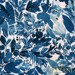 Suluboya Ladin Yaprağı Desenli Dijital Baskılı Kumaş